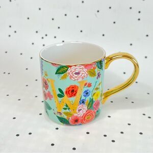 🌺 Anthropologie 🌺 Rifle Paper Co. Garden
Party Monogram Mug letter W teal